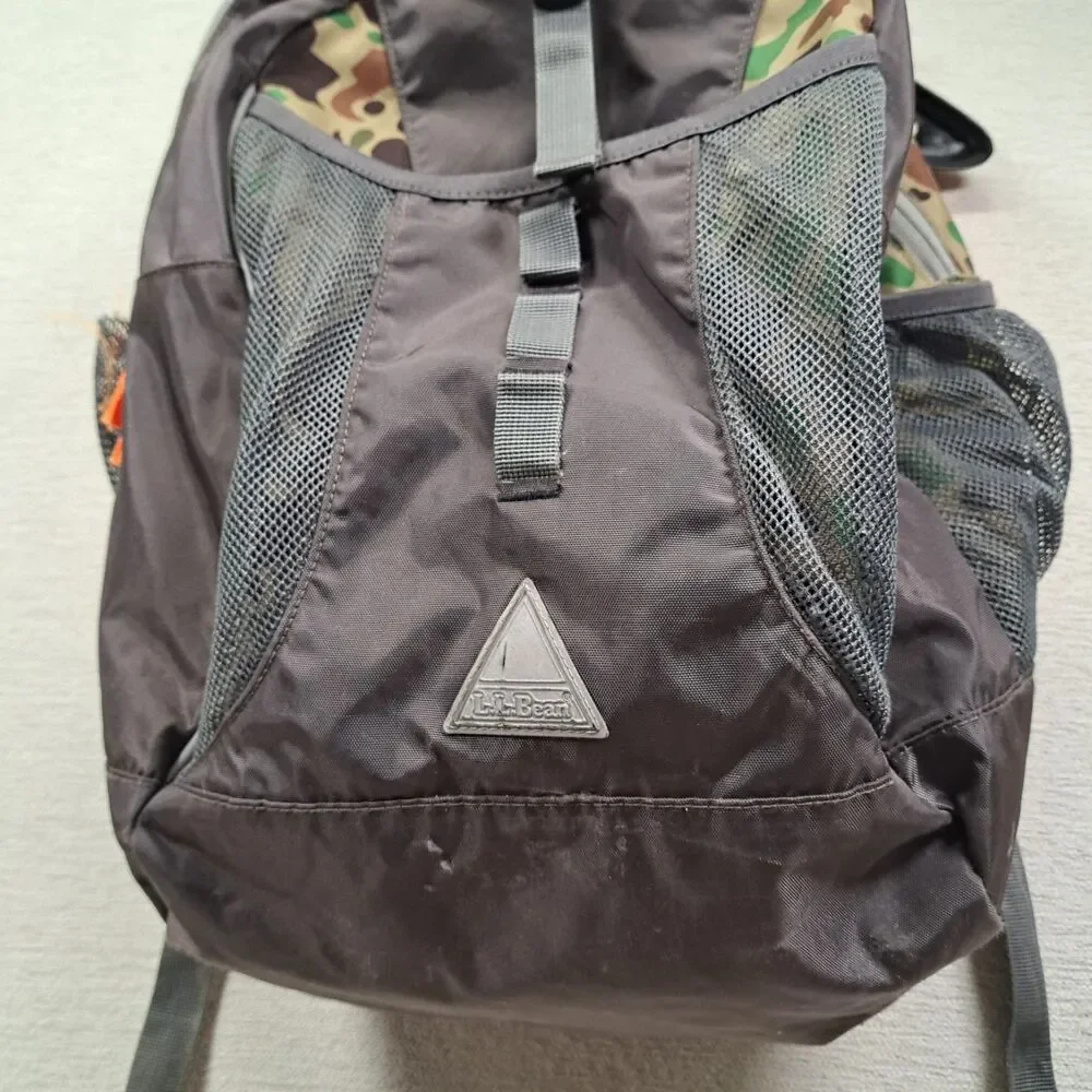LL Bean Backpack Duck Camo Hunter Orange Pack Original Bookbag Daypack